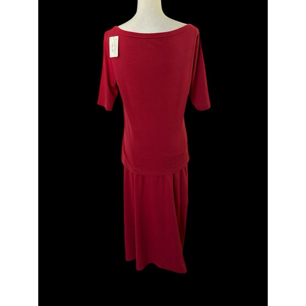 PERUVIAN CONNECTION 2-Piece Skirt & Top Set NWT Sz M Red Pima Cotton Knit - Picture 6 of 9